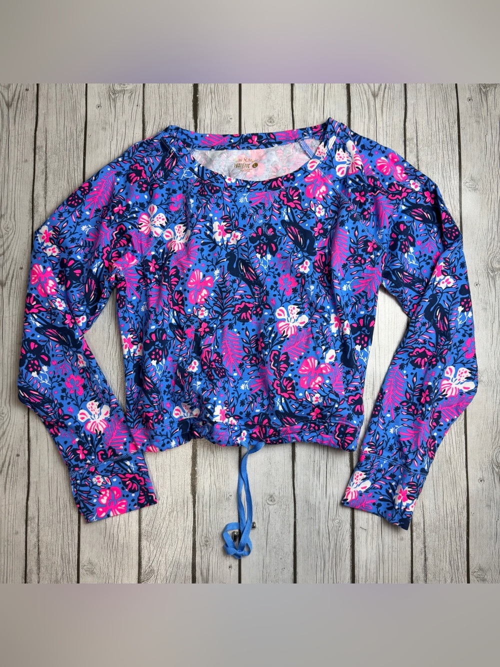 Lilly Pulitzer Women's L Emmaline Long Sleeve Pullover Birds Eye View Sweatshirt